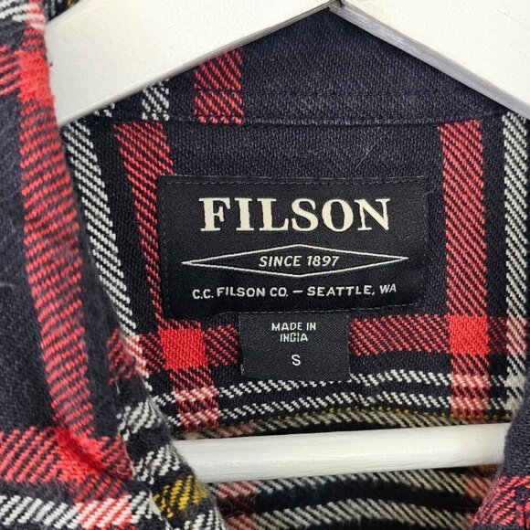 FILSON Mens Long Sleeve Button Up Thick Flannel Work Shirt, Shacket,Plaid, Small - Picture 3 of 8